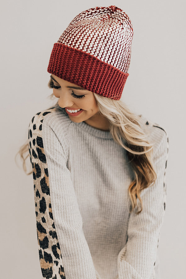 Cold Snap Metallic Beanie in Wine Image - 1