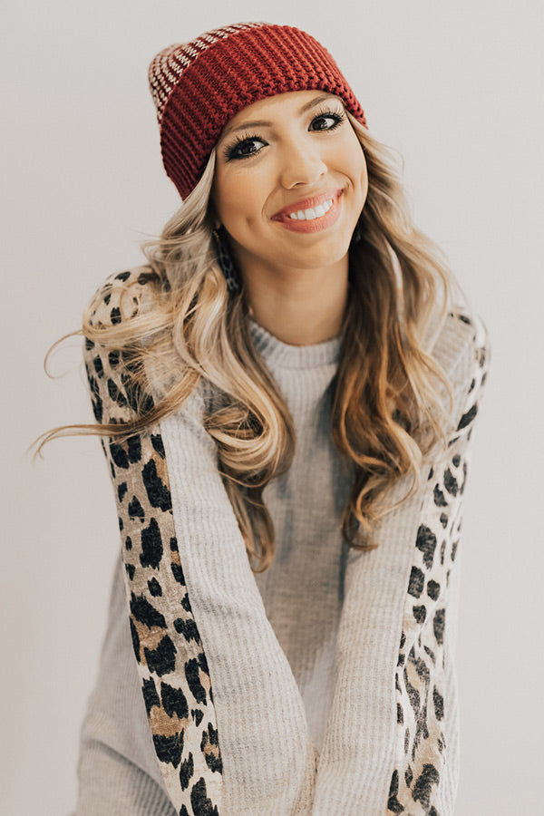 Cold Snap Metallic Beanie in Wine Image - 3