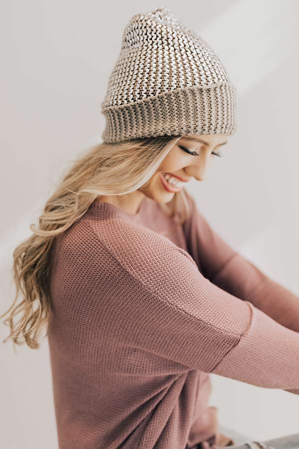Cold Snap Metallic Beanie in Grey