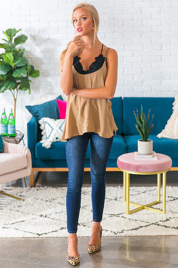 Not Your Basic Shift Tank in Beige