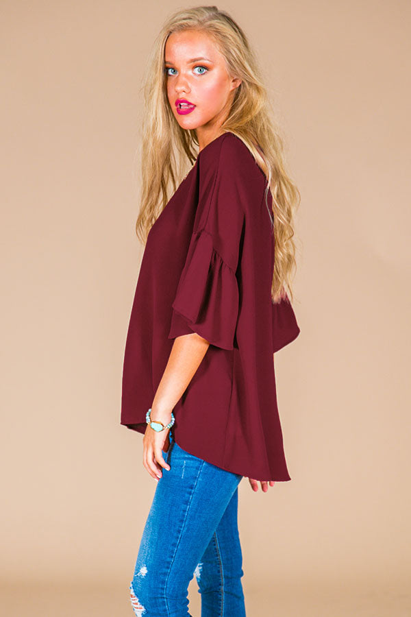 Oh So Swept Away Shift Top in Merlot Image - 1
