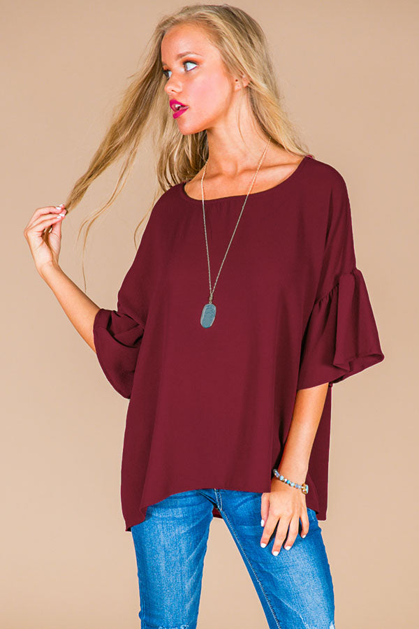 Oh So Swept Away Shift Top in Merlot Image - 2
