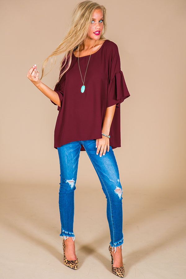 Oh So Swept Away Shift Top in Merlot Image - 4
