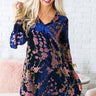 Velvet Allure Shift Dress in Navy Image - 1