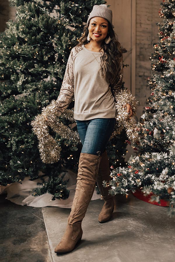 Champagne Toast Sequin Sleeve Sweater Image - 2