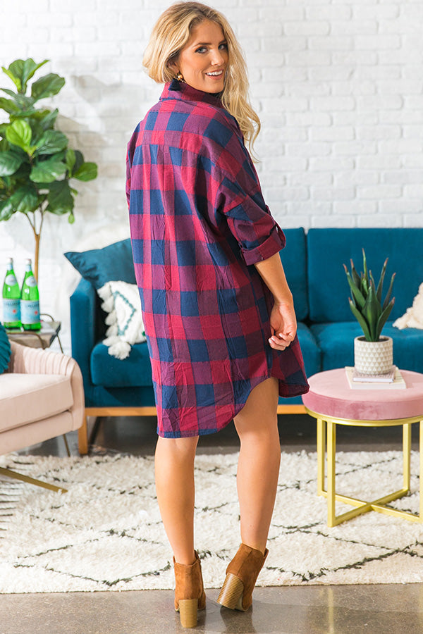 Cabin Cozy Happy Hour Plaid Dress Image - 4
