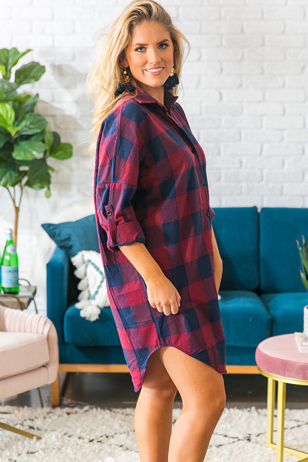 Cabin Cozy Happy Hour Plaid Dress Image - 2