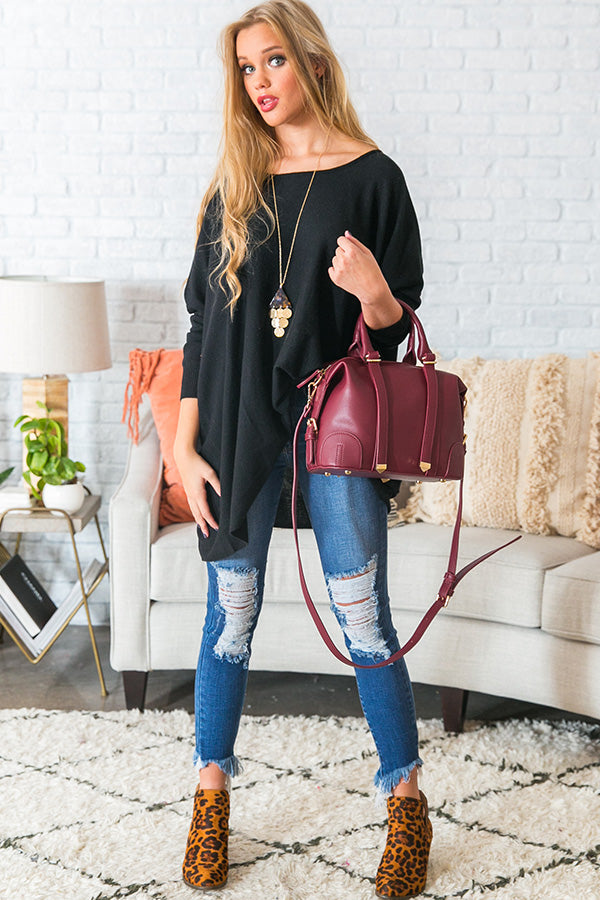 Fireside Swooning Tunic Sweater in Black