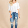 Calls For Champagne Lace Up Top in Ivory Image - 1