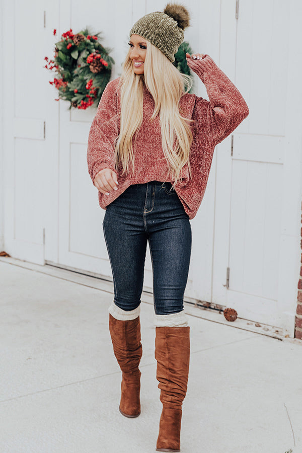 Champagne and Cuddles Chenille Sweater in Rustic Rose Image - 3