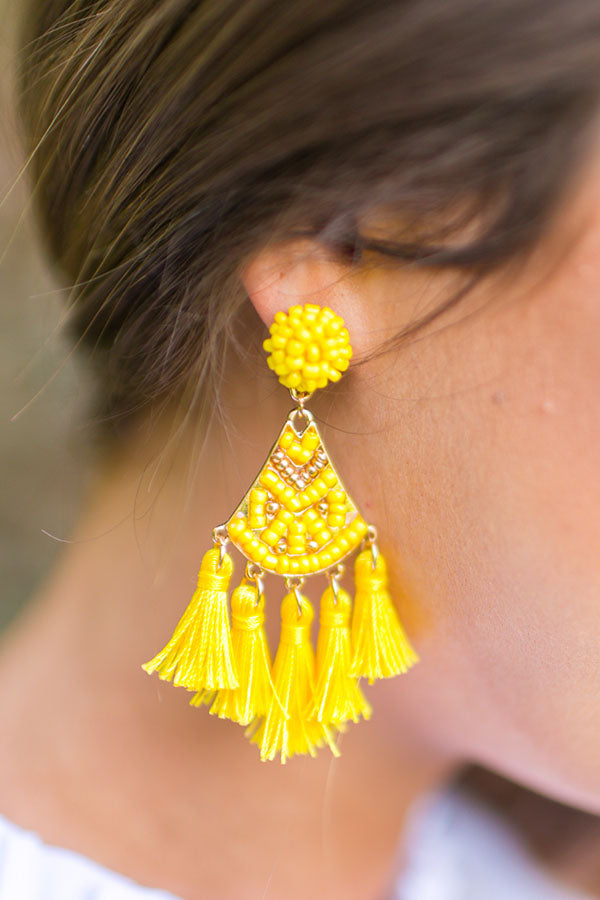 Social Butterfly Tassel Earrings in Yellow Image - 1