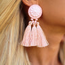 First Class Travels Tassel Earrings in Pink Image - 1