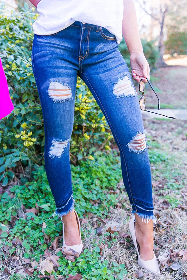 KanCan Camila Distressed Mid Rise Ankle Skinny