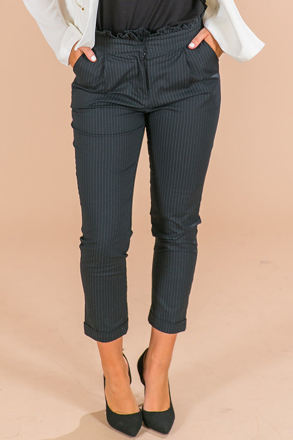 Conference Call Striped High Waist Trouser Image - 1