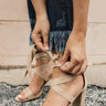 The Mia Faux Suede Lace Up Heel in Nude Image - 1