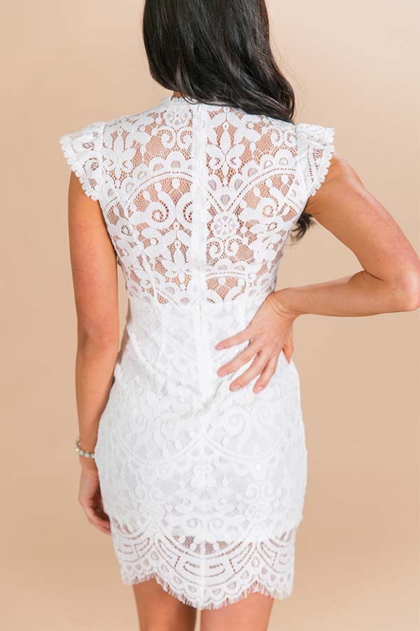 First Kiss Lace Dress in White Image - 3