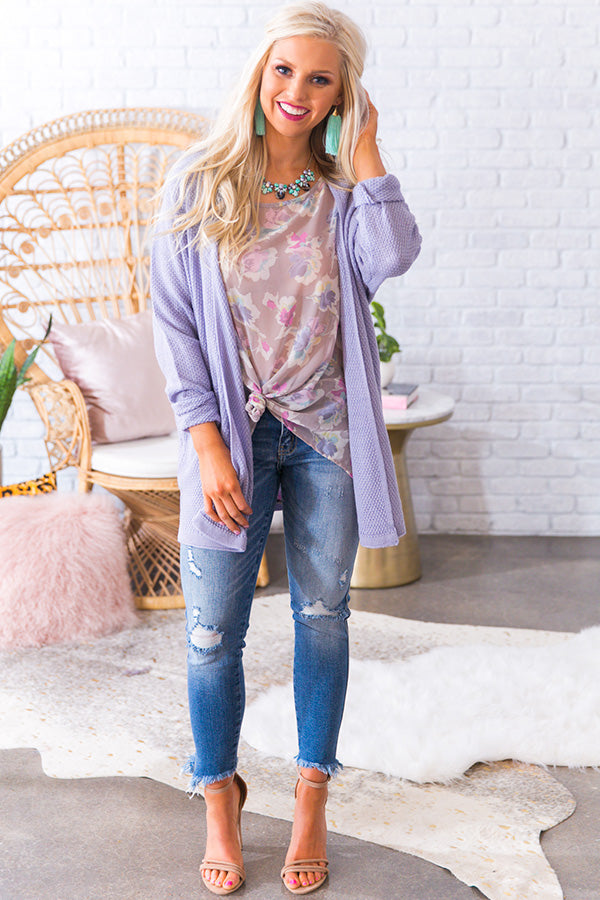 Cappuccino Kisses Knit Cardigan in Lavender Image - 1
