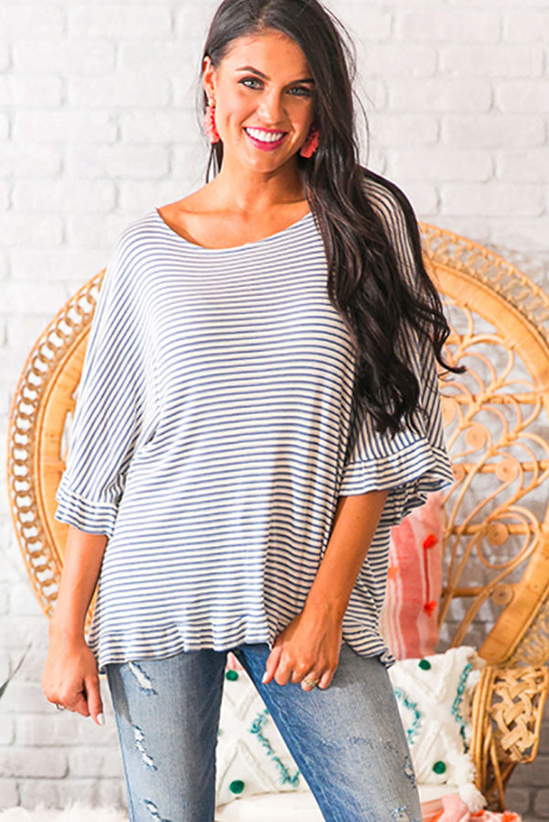 Ruffles and Romance Shift Top in Blue
