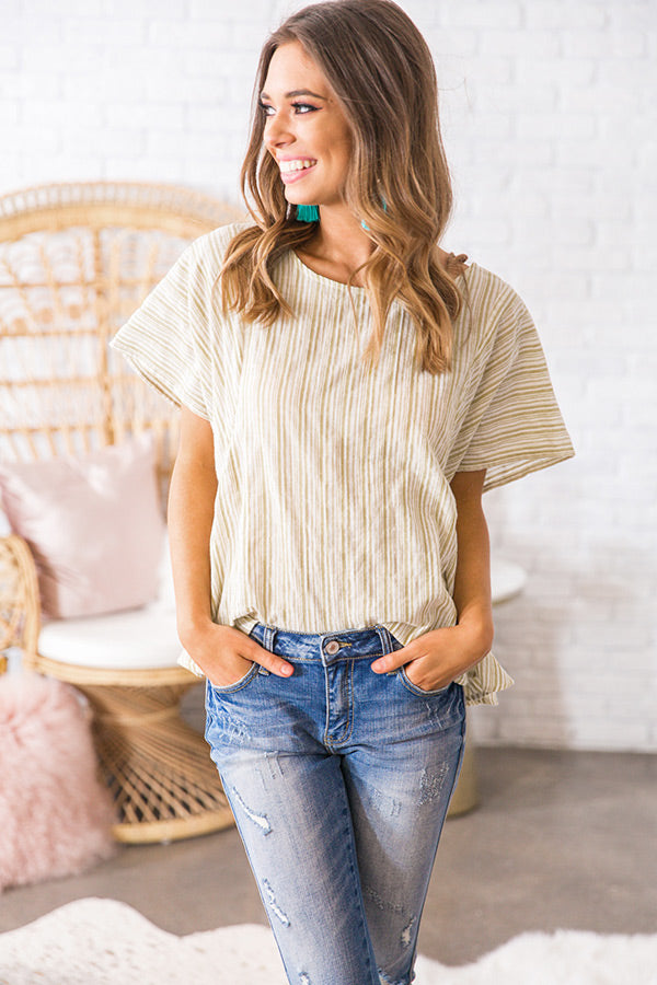 Breezy Babe Stripe Shift Top in Lime Punch