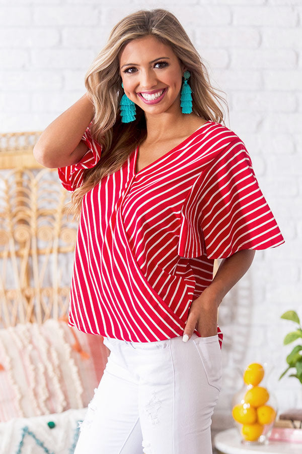 Newport Nautical Shift Top in Red