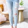 The Palm Beach Mid Rise Distressed Skinny in Light Wash Image - 1