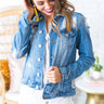 The West Coast Distressed Denim Jacket in Medium Wash Image - 1