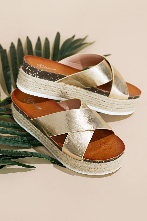 The Laguna Espadrille In Gold Image - 1