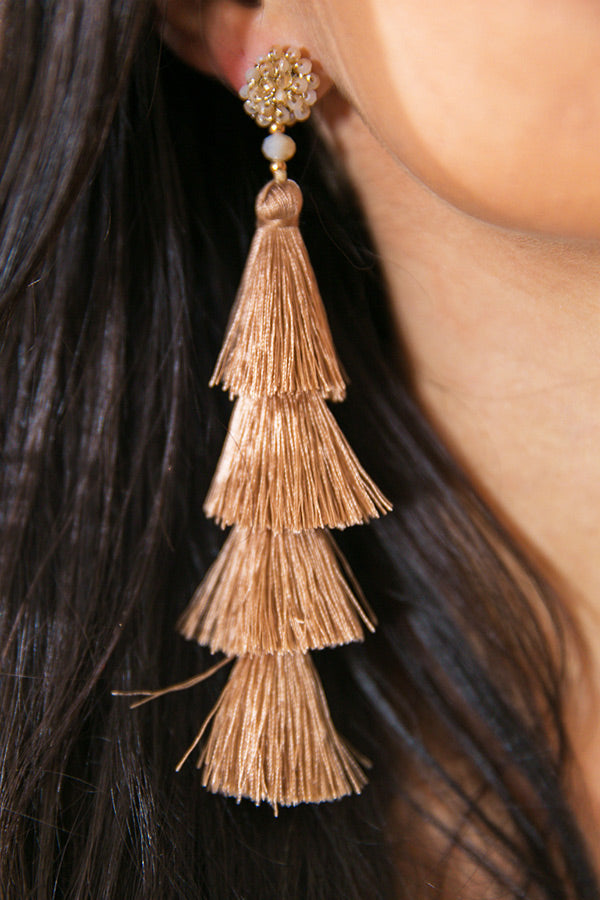 Love Song Tassel Earrings In Mocha Image - 1