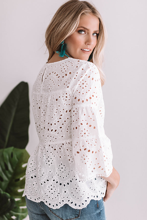 Apple Of My Eyelet Shift Top in White • Impressions Online Boutique