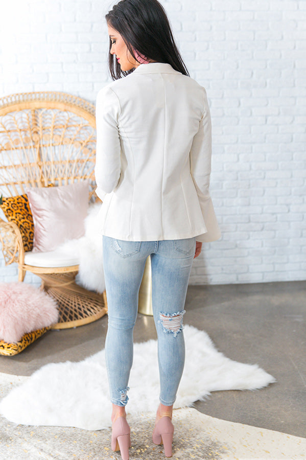 Like A Boss Blazer in Ivory Image - 4