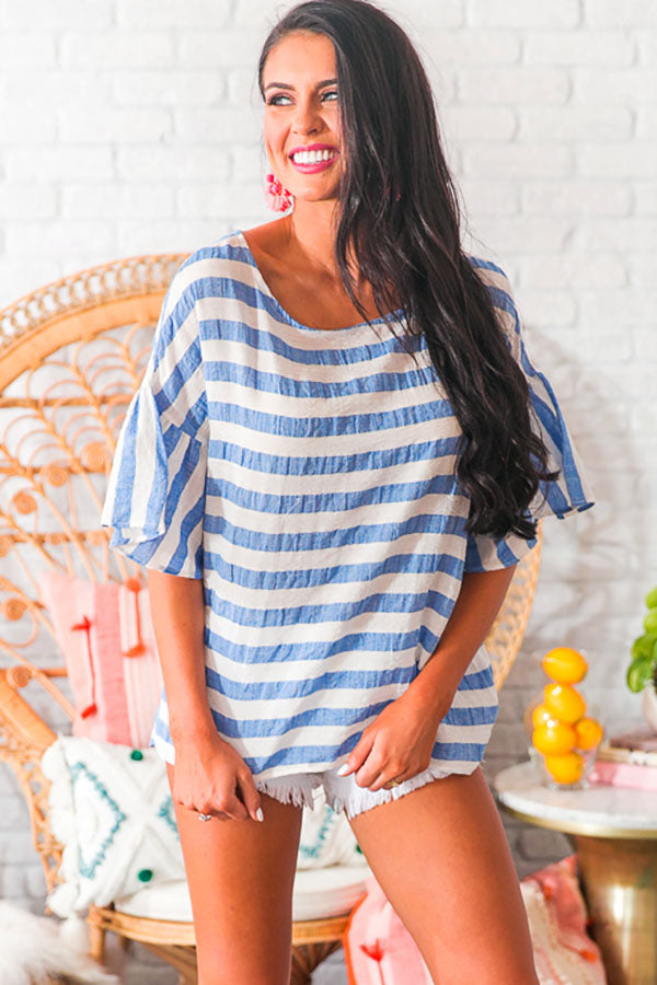 Call Me On My Haute Line Shift Top in Blue Image - 4