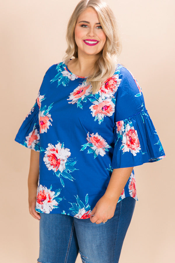 Floral Bliss Shift Top in Blue