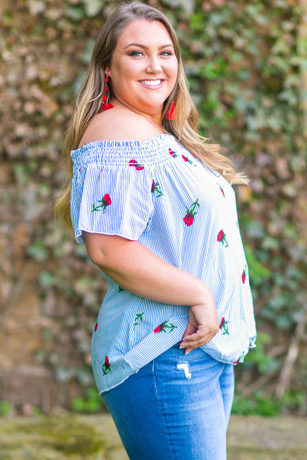 Paradise Is Calling Off Shoulder Stripe Top Image - 2