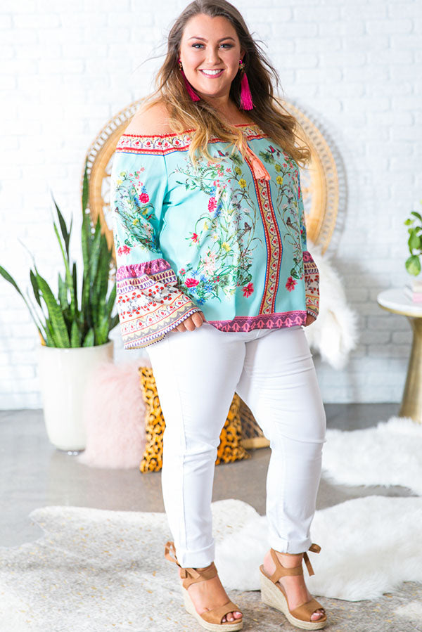 Cabana Babe Off Shoulder Top in Mint Image - 4