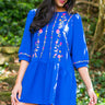 Paradise Island Embroidered Dress in Royal Blue Image - 1