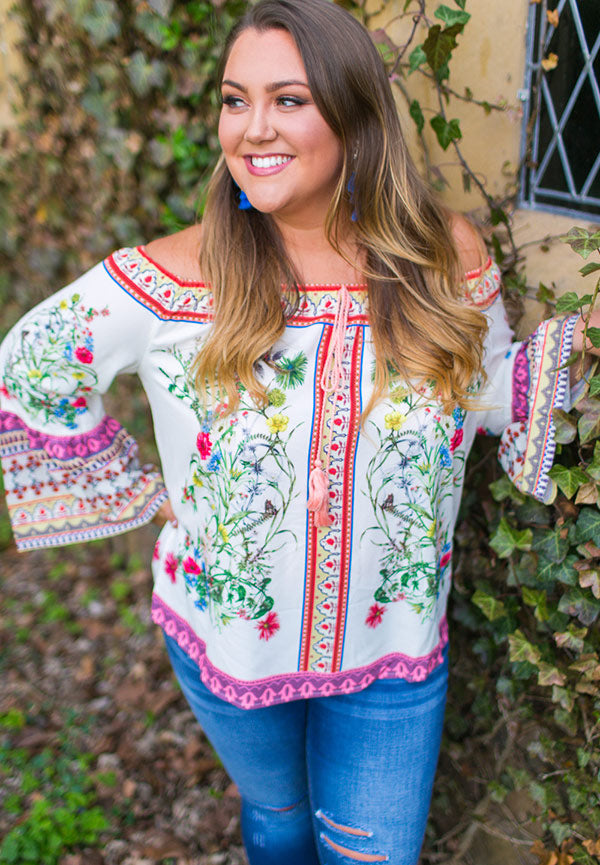 Cabana Babe Off Shoulder Top in Ivory Image - 1