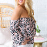 Such A Catch Leopard Off Shoulder Top in Blush Image - 1