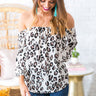 Such A Catch Leopard Off Shoulder Top in Ivory Image - 1