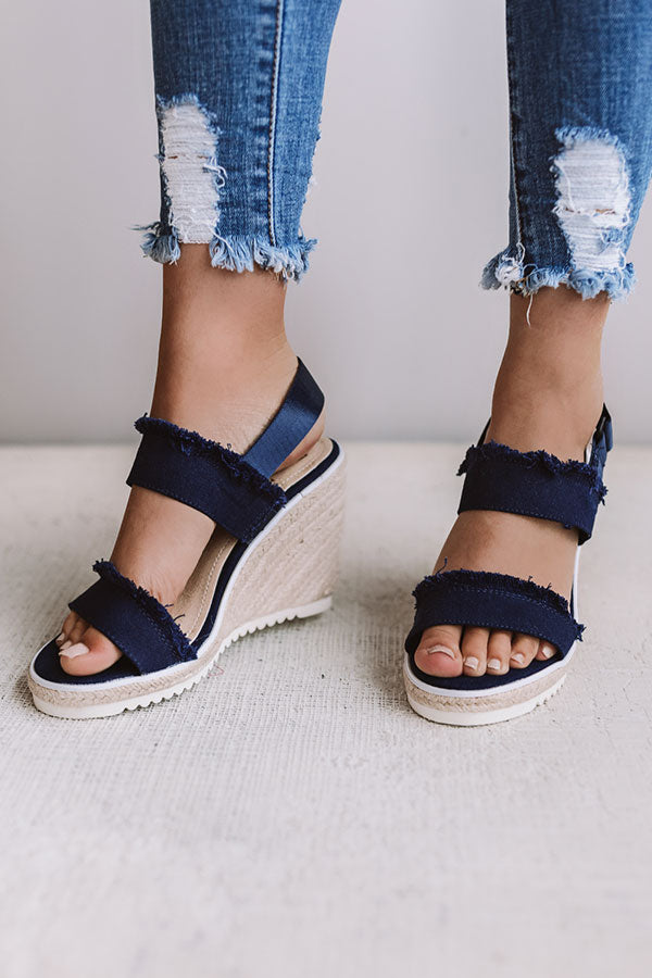 Vacation Friendly Wedge in Navy Image - 1