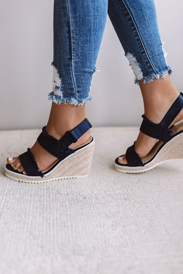 Vacation Friendly Wedge in Navy Image - 3