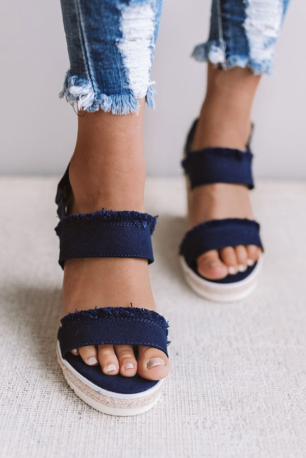 Vacation Friendly Wedge in Navy Image - 4