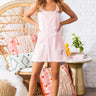 Coffee In Calabasas Distressed Overall Dress in Pink Image - 1