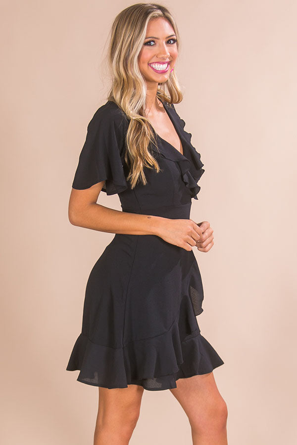 Calls For Champagne Ruffle Dress in Black Image - 3