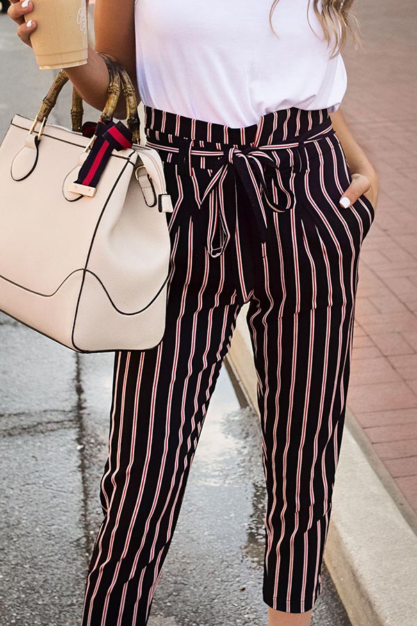 Beachy Chic Stripe Trousers in Navy Image - 2