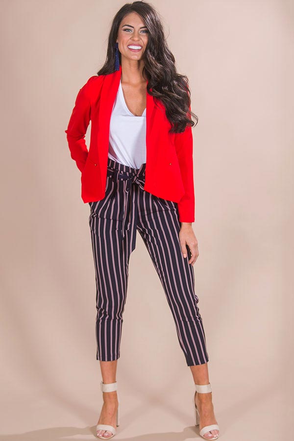 Beachy Chic Stripe Trousers in Navy Image - 3