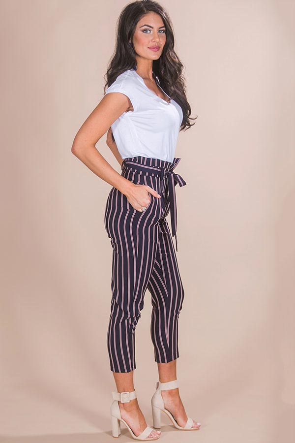 Beachy Chic Stripe Trousers in Navy Image - 5