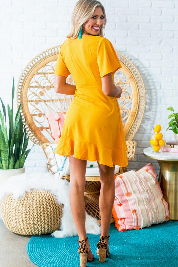 Calls For Champagne Ruffle Dress in Honey Image - 4