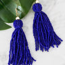 Beaded Beauty Tassel Earrings In Indigo Image - 1