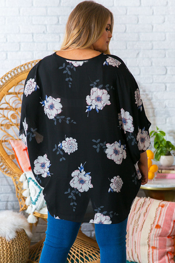 Fashion Queen Floral Shift Tunic in Black Curves Image - 4