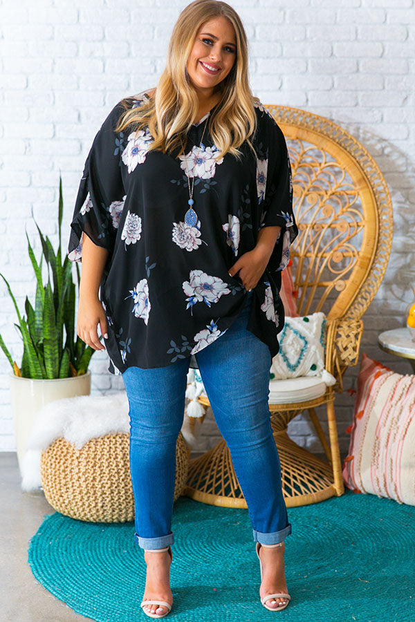 Fashion Queen Floral Shift Tunic in Black Curves Image - 1